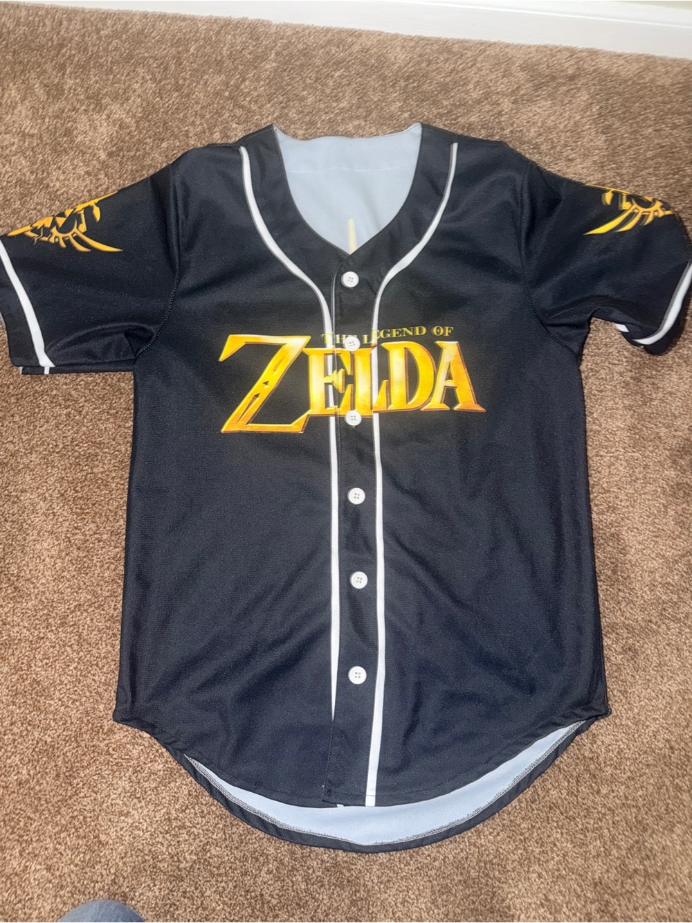 The Legend of Zelda Men's Black Baseball Jersey with Gold Logo